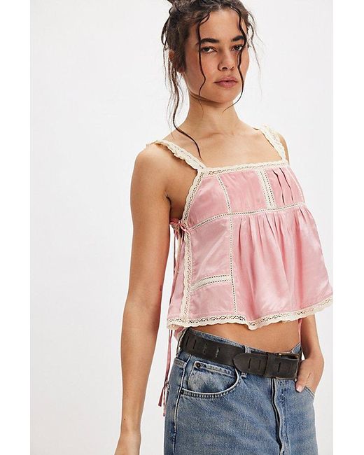 Free People Red Milah Lace Tank Top