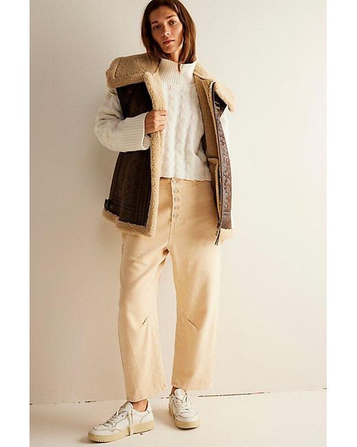 Free People Natural Osaka Jeans At Free People In Latte, Size: 24