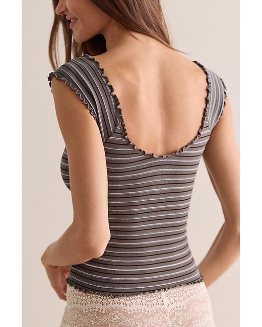 Intimately By Free People Gray Sunbeam Stripe Tee By