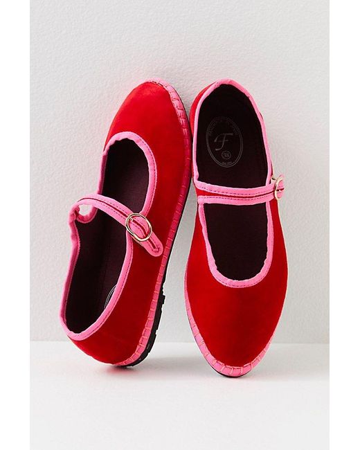 Free People Red Happy Place Mary Janes