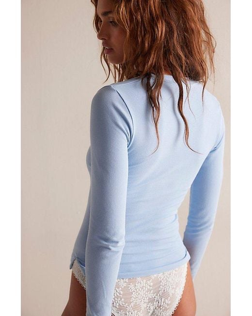 Free People Blue Wide Awake Layering Top