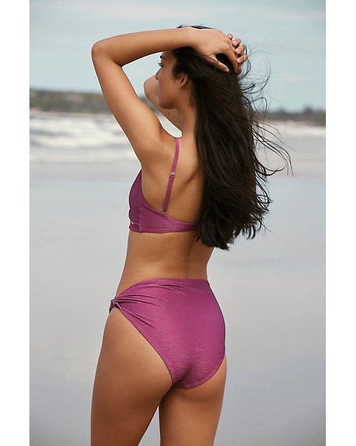 BOAMAR Purple Maka Bikini Bottoms At Free People In Wine Merlot Shimmer, Size: Small