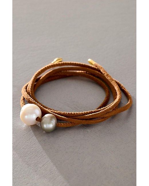 Chan Luu Brown Pearl Wrap Bracelet