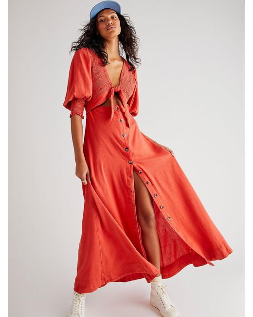 Free People String Of Hearts Maxi Dress in Red - Lyst