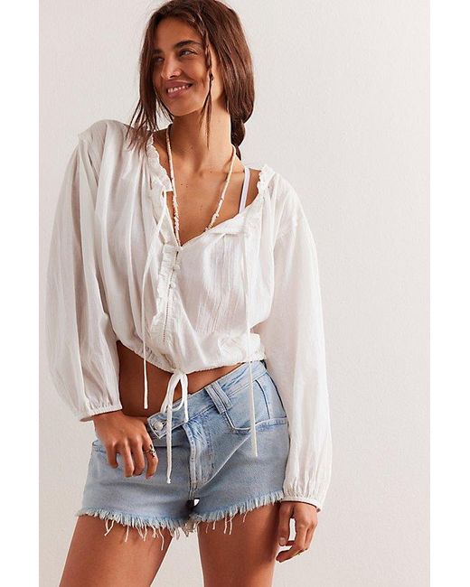 Free People White Crvy High Voltage Shorts