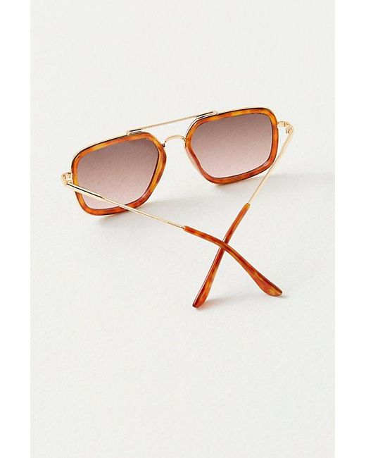 Free People Brown Luna Classic Aviator Sunglasses At In Honey