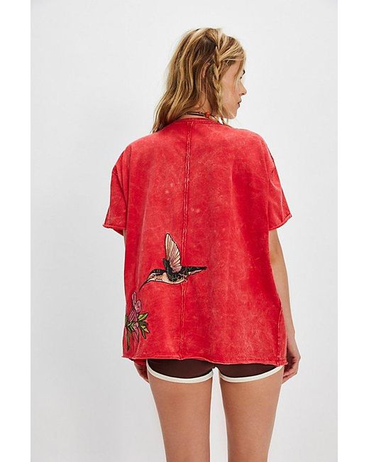 Denim and Bone Red Hummingbird Tee