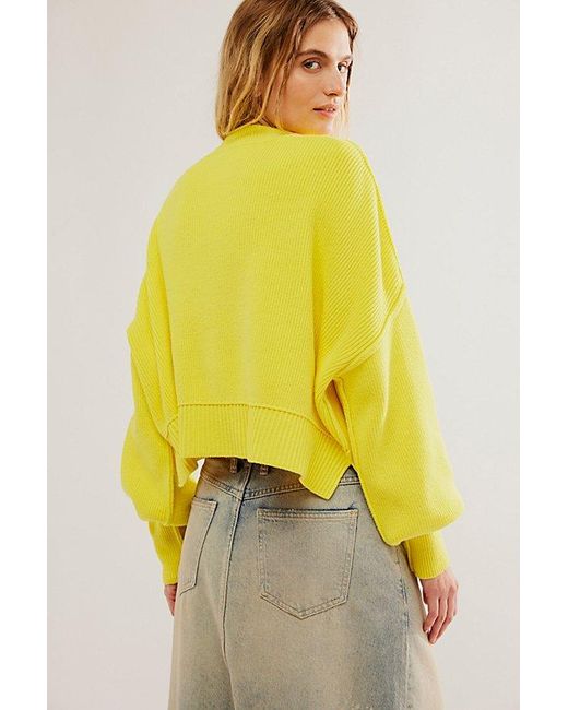 Free People Easy Street Crop Pullover At In Blazing Yellow, Size: Xs