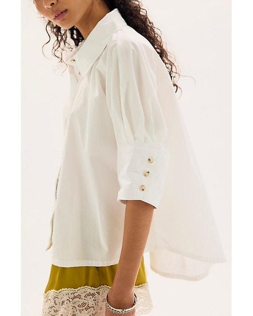 Free People Gray Seaside Cotton Button Down