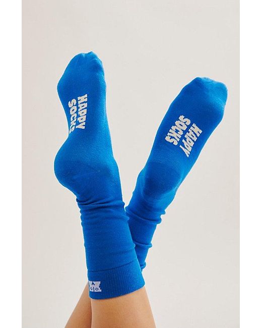 Happy Socks Blue Solid Tube Socks