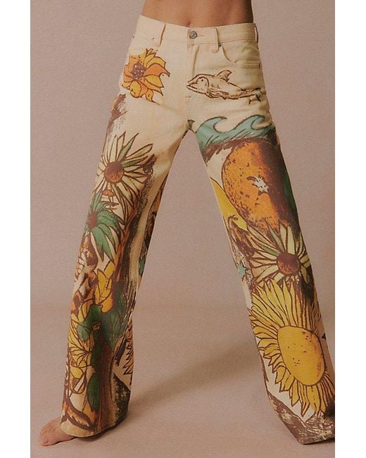 Free People Natural Tinsley Printed Jeans
