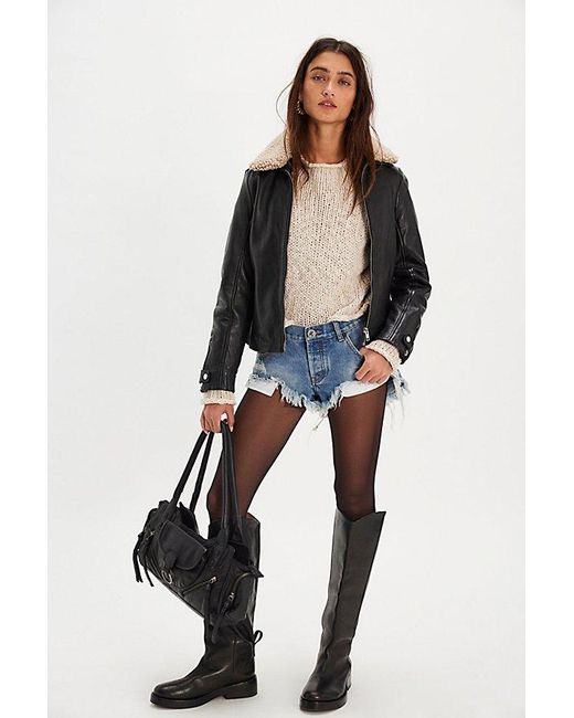 One Teaspoon Black Micro Dukes Low-Waisted Denim Shorts