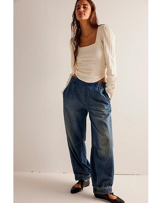 Free People Blue Oslo Pull-on Jeans At Free People In Glory Days, Size: Xs