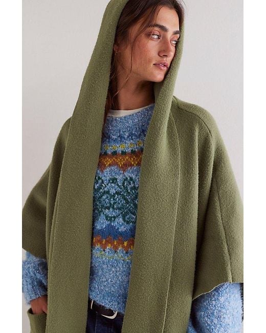 Free People Blue All I Need Cozy Hooded Duster