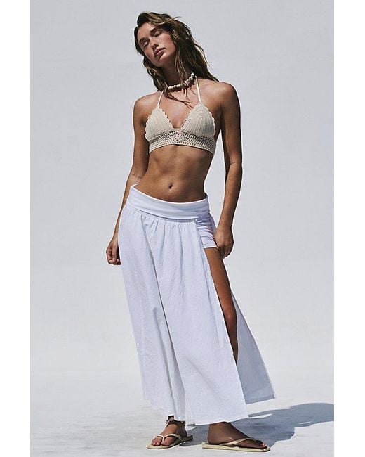 free-est Brown Monae Convertible Cotton Midi Skirt By