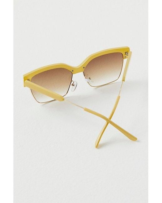 Free People Metallic Honey Square Sunglasses At In Butter