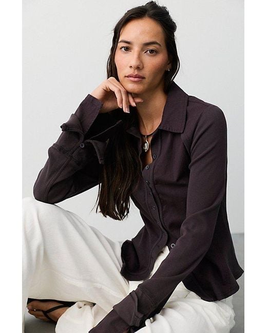 Free People Brown Happy Valley Button Down Shirt