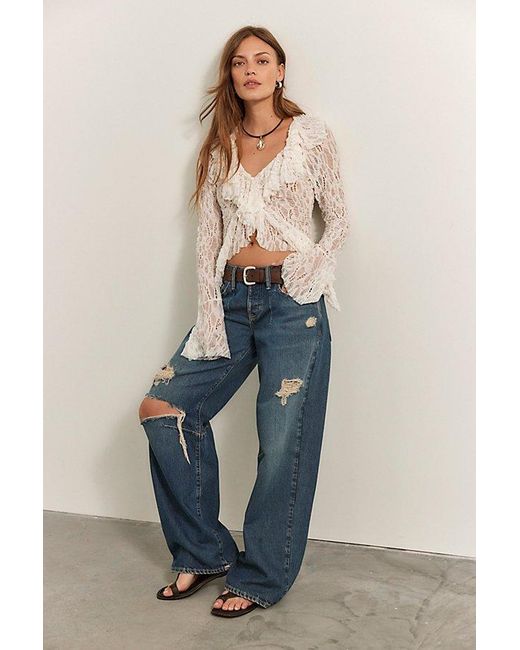 Free People Blue Teagan Low-Rise Baggy Boyfriend Jeans
