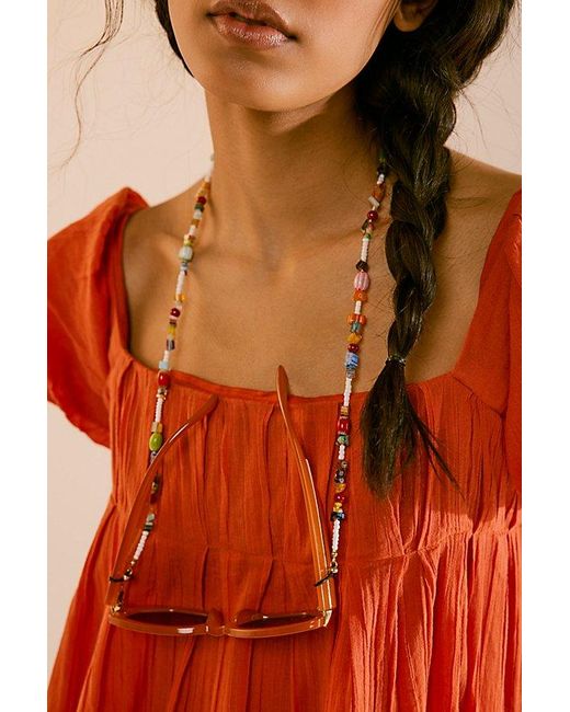 Free People Red Beachy Vibes Sunglasses Chain
