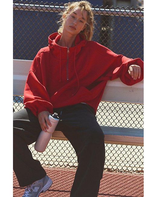Fp Movement Red Finish Line Half Zip