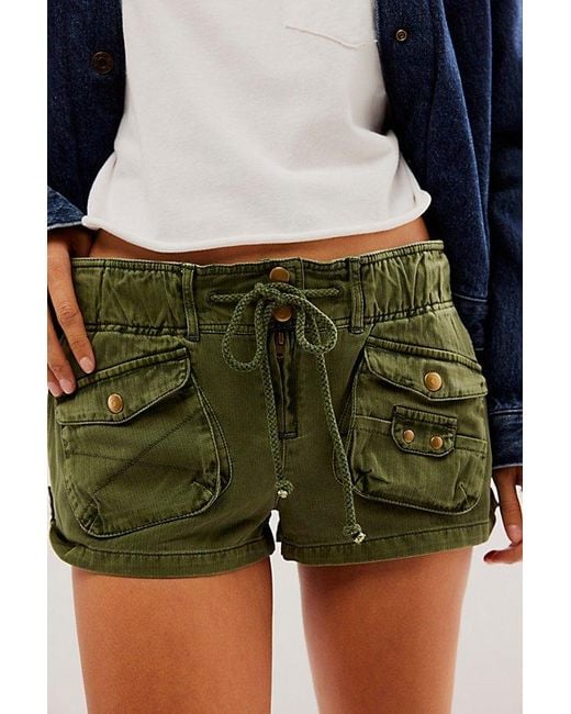 Free People Blue Waimea Slouchy Solid Shorts At In Kelp, Size: Large