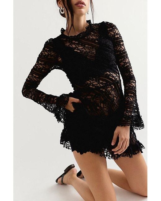 Free People Black Woodland Whispers Mini Dress