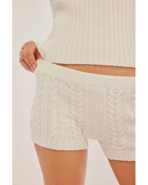 Frankie's Bikinis Natural Evermore Cable Knit Shorts