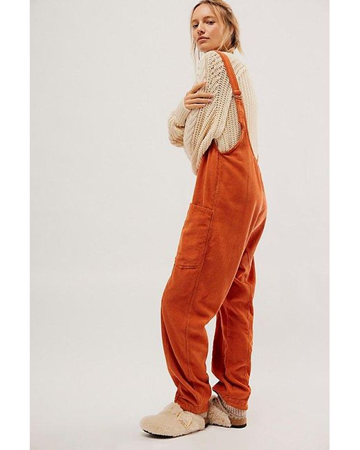 Free People Orange We The Free High Roller Cord Jumpsuit