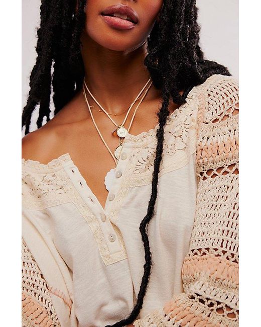 Free People Natural Crochet Me Pullover