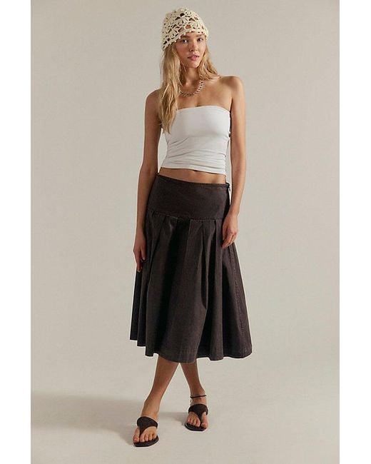Free People Multicolor Skipper Pleated Chino Midi Skirt