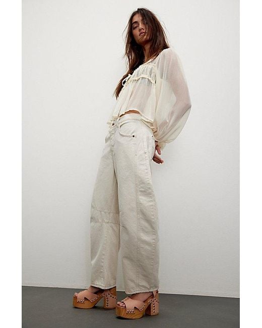 Free People Natural Good Luck Mid-rise Barrel Jeans