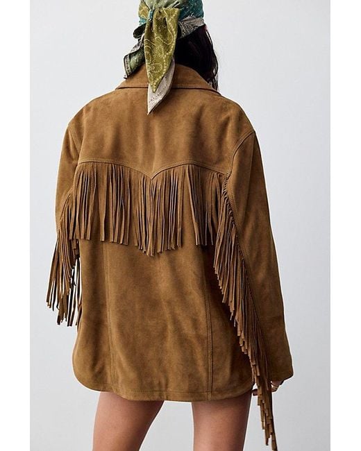 Free People Brown Fringe Out Suede Jacket