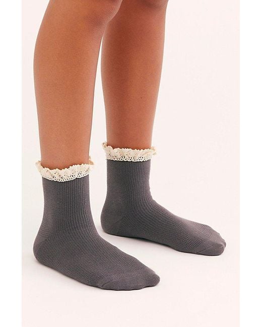 Free People Brown Beloved Waffle Knit Ankle Socks