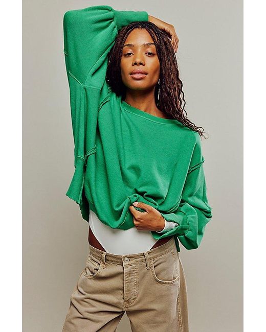 Free People Green Camden Sweatshirt At Free People In Jolly Rancher, Size: Xs