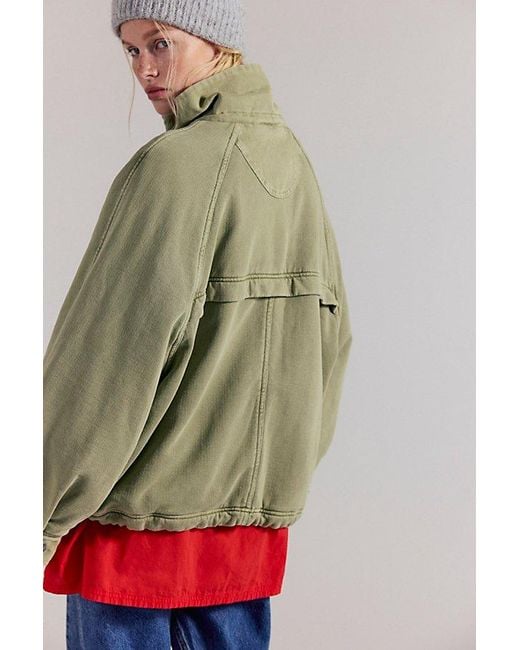 Free People Green Jojo Washed Oversized Funnel-Neck Jacket