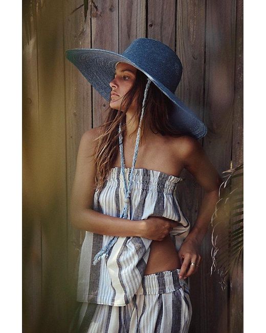 Free People Blue So Coastal Wide Brim Hat