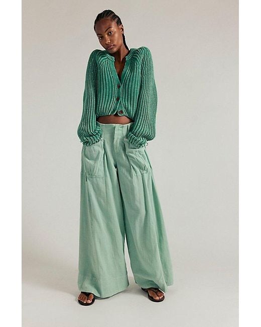 Free People Green Miss You Most Wide-Leg Pants