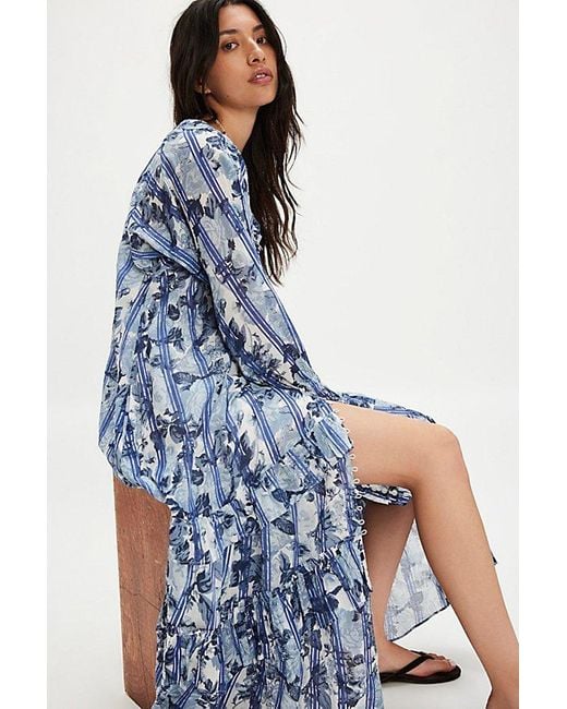 free people blue maxi dress Free People Golden Dawn Embellished Maxi Dress in Blue