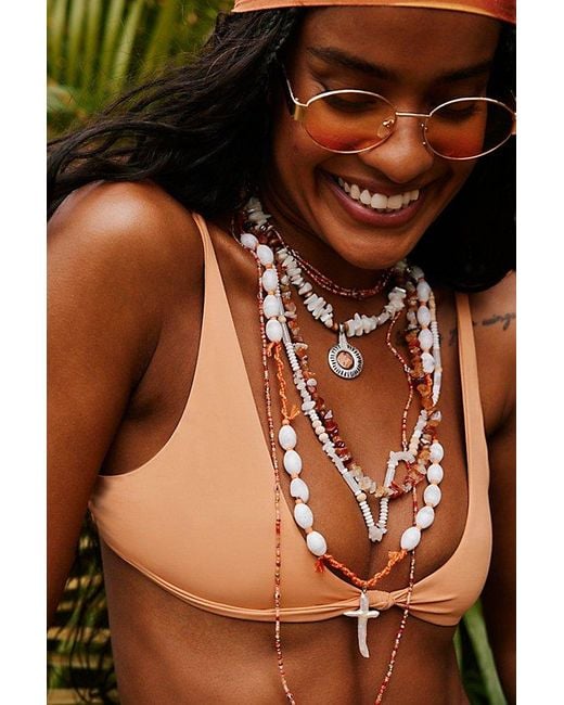Free People Brown Easy Does It Pearl Strand Necklace