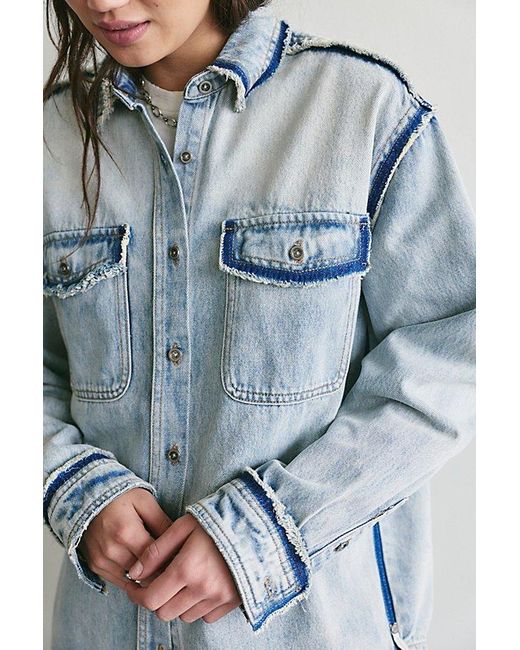 One Teaspoon Gray Split Party Everyday Button Down Shirt