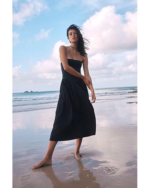 free-est Blue Onda Drop-waist Tube Midi