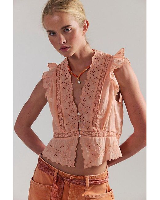 Free People Brown Day Dreamer Top