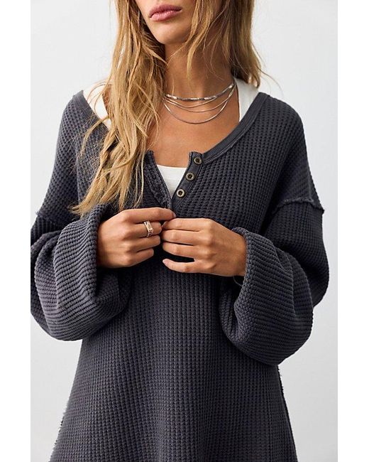 Free People Black We The Free Montreal Oversized Thermal Henley
