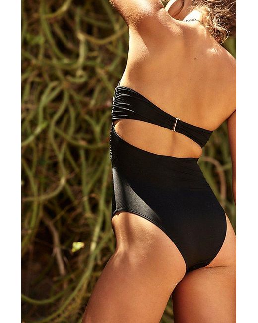 Peony Black Ruched Holiday One-piece Swimsuit