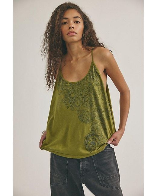 Free People Green Heirloom Tank Top