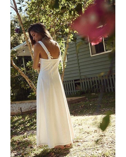 free-est Green Holland Stretch Linen Midi Dress By