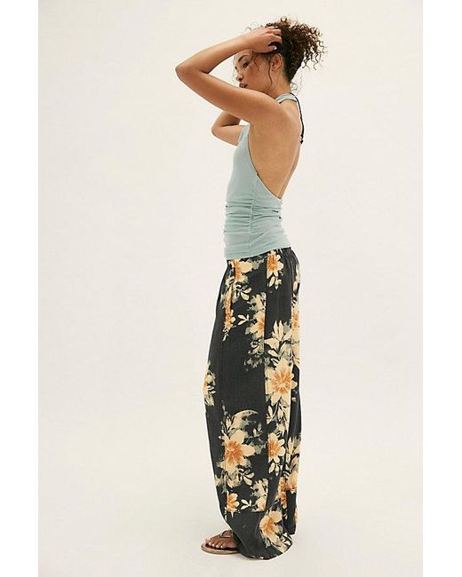 Free People Multicolor Day's End Linen Printed Pull-On Pants