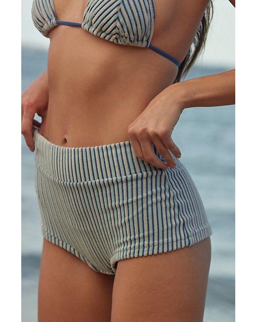 Rhythm Blue Terry High-Waisted Boyshort Bikini Bottoms