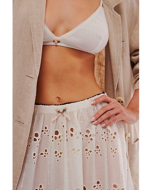 Free People White Butterfly Eyelet Lounge Pants