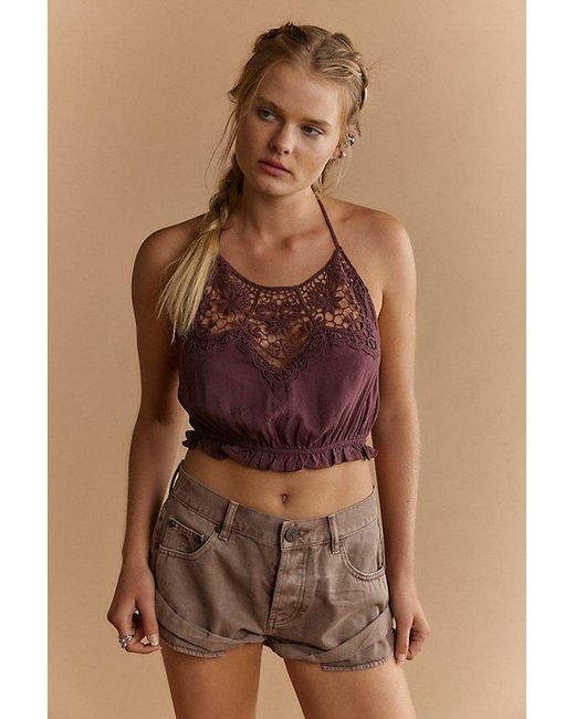 Intimately By Free People Brown Crowd Pleaser Blouson Crop Top By